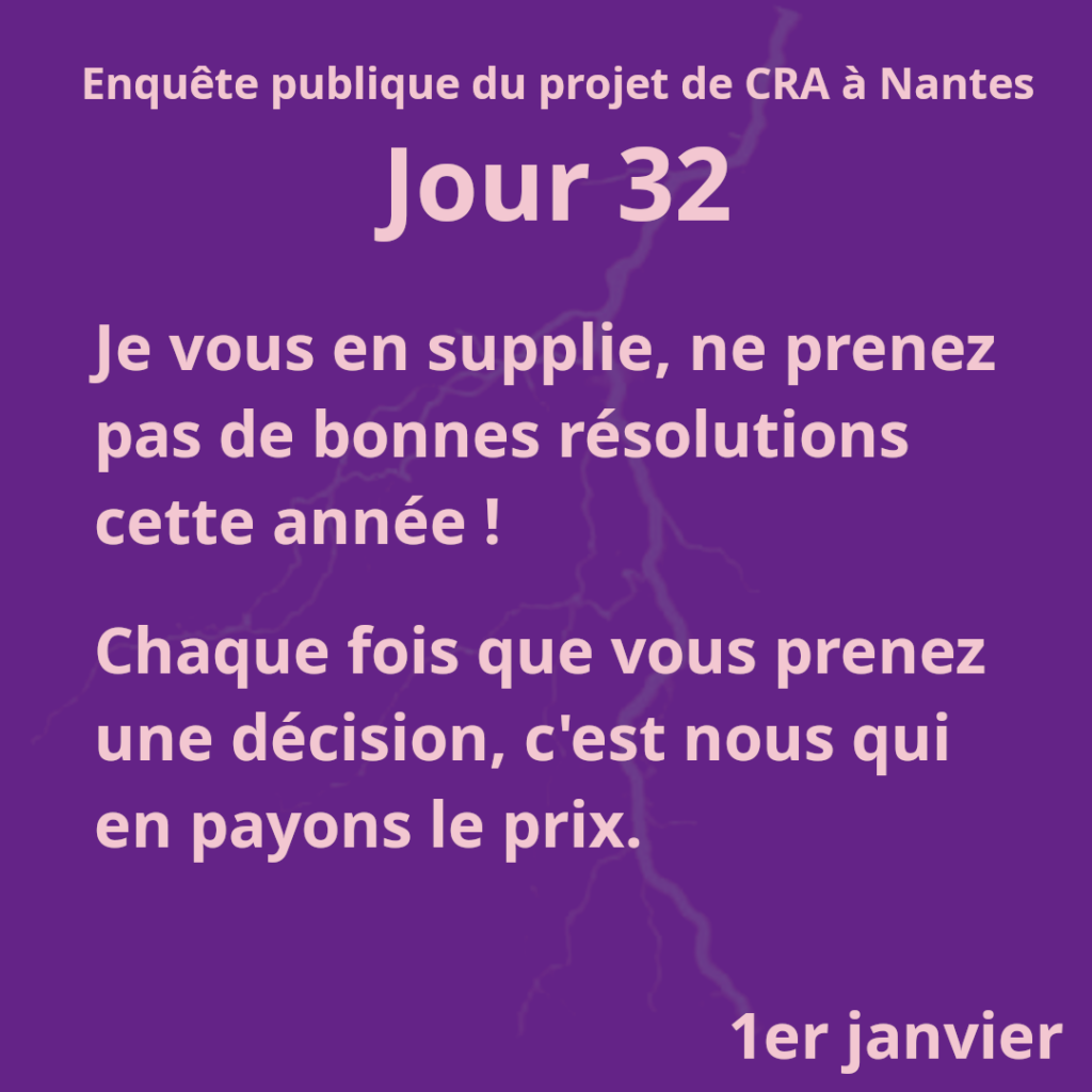 Jour 32.

Je vous en supplie, ne prenez pas de bonnes résolutions cette année !

Chaque fois que vous prenez une décision, c'est nous qui en payons le prix.